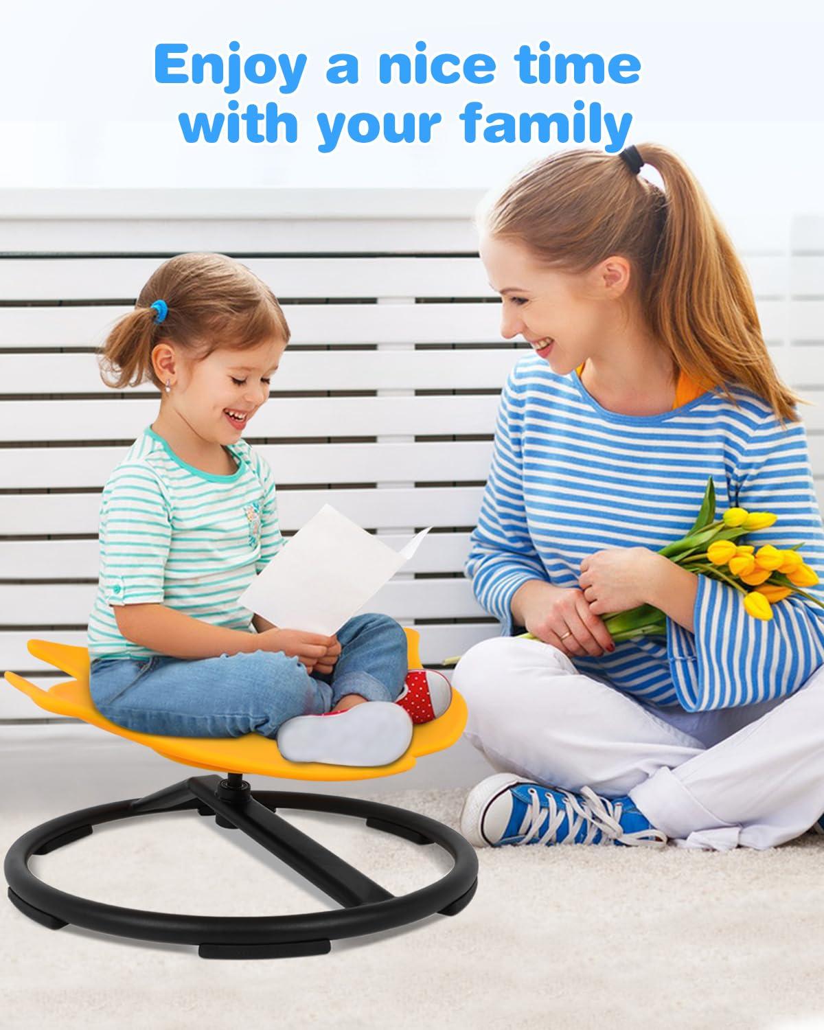 FAHKNS FAHKNS Kids Swivel Chair, Spinning Seat for Kids Sensory, Seat and Spinning Swivel Chair, Yellow Autism Kids Sensory Swivel Chair, Training Kids Concentration and Improving Toddles Physical Fitness