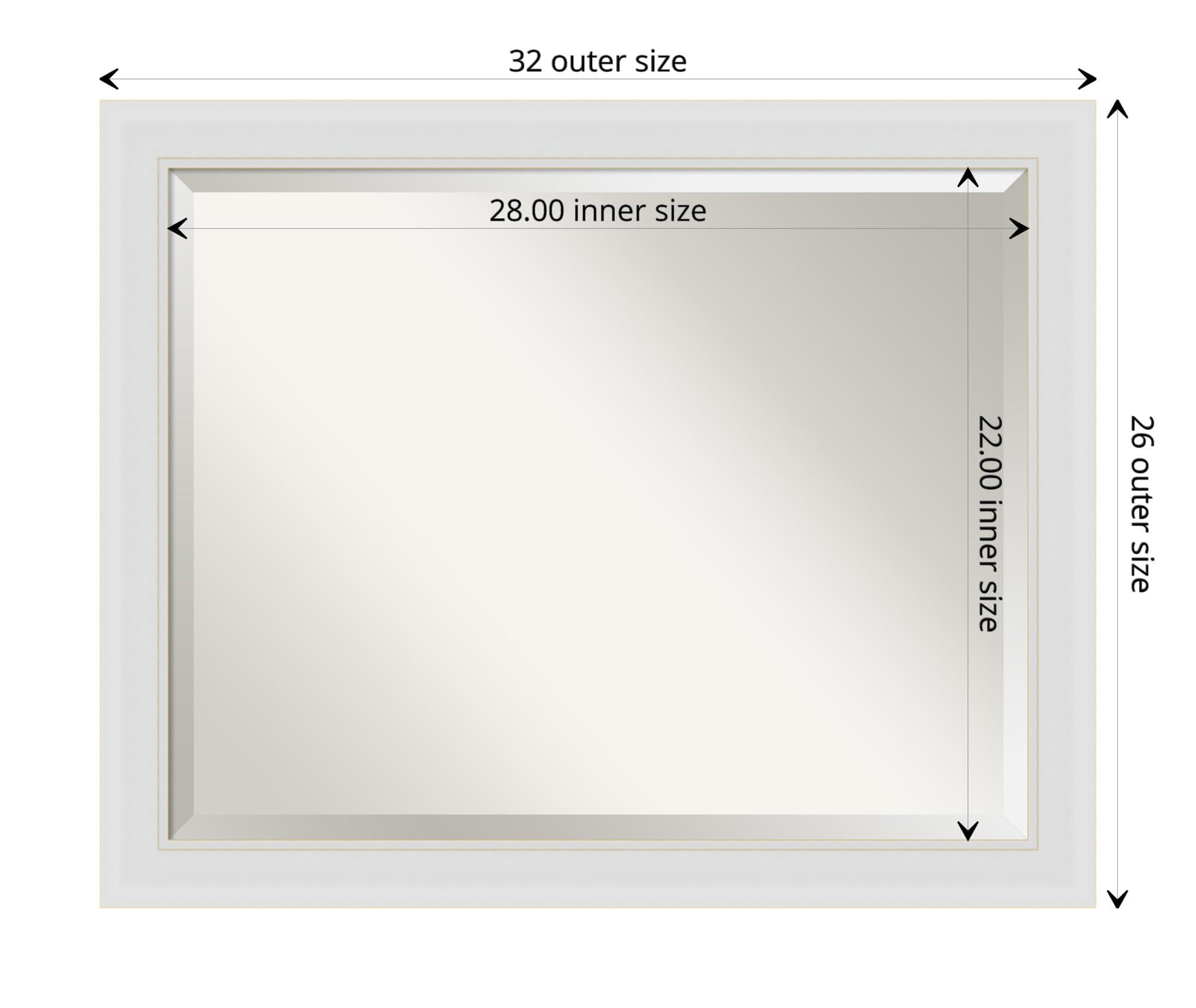 Amanti Art Amanti Art Flair Soft White Wall Mirror, 32 x 26 in., Bathroom Mirror with Premium Beveled Glass, Home and Commercial Use, Assembled in USA