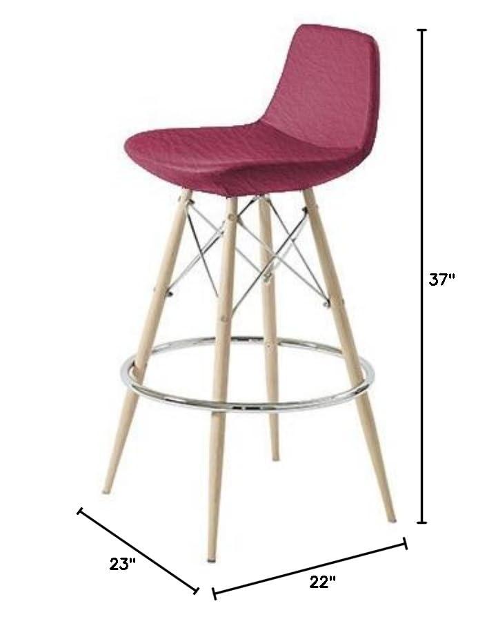MobiliModern MobiliModern Lyra Bar Dowel Natural Chair Purple Leatherette