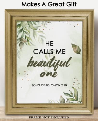 Buzz Unplugged He Calls Me Beautiful One. Song of Solomon 2:10 - Inspirational Bible Verses, Christian Scripture Positive Quotes, Religious Bible Verse Wall Art Decor For Home & Office | Unframed Posters 11x14\"