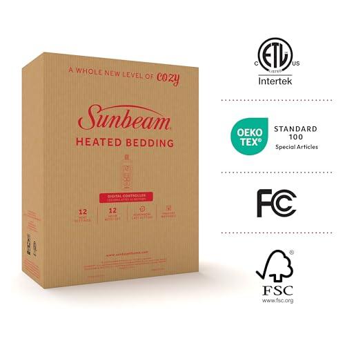 Sunbeam Sunbeam Electric Throw Royal Luxe Microplush Heated Blanket, 4 Heat Settings, 4-Hour Auto Shut-Off, Fast Heating, Warm and Cozy, Peyote Color, 50\" x 60\"