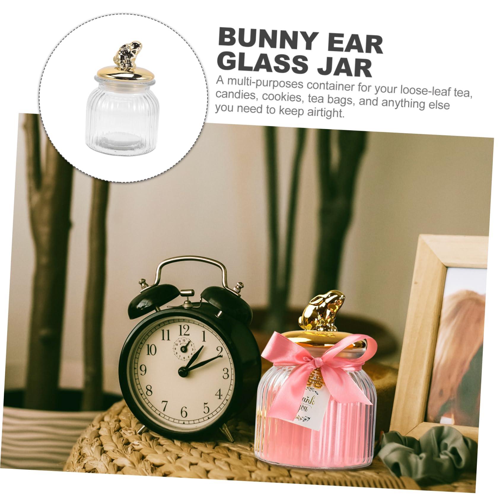 PRETYZOOM PRETYZOOM Rabbit Ear Glass Jar Glass Food Canister Glass Bunny Canister Loose Tea Container Candy Jar Candy Holder Containers with Lids Decor Treat Jar With Cover Ceramics Toothpick Jar