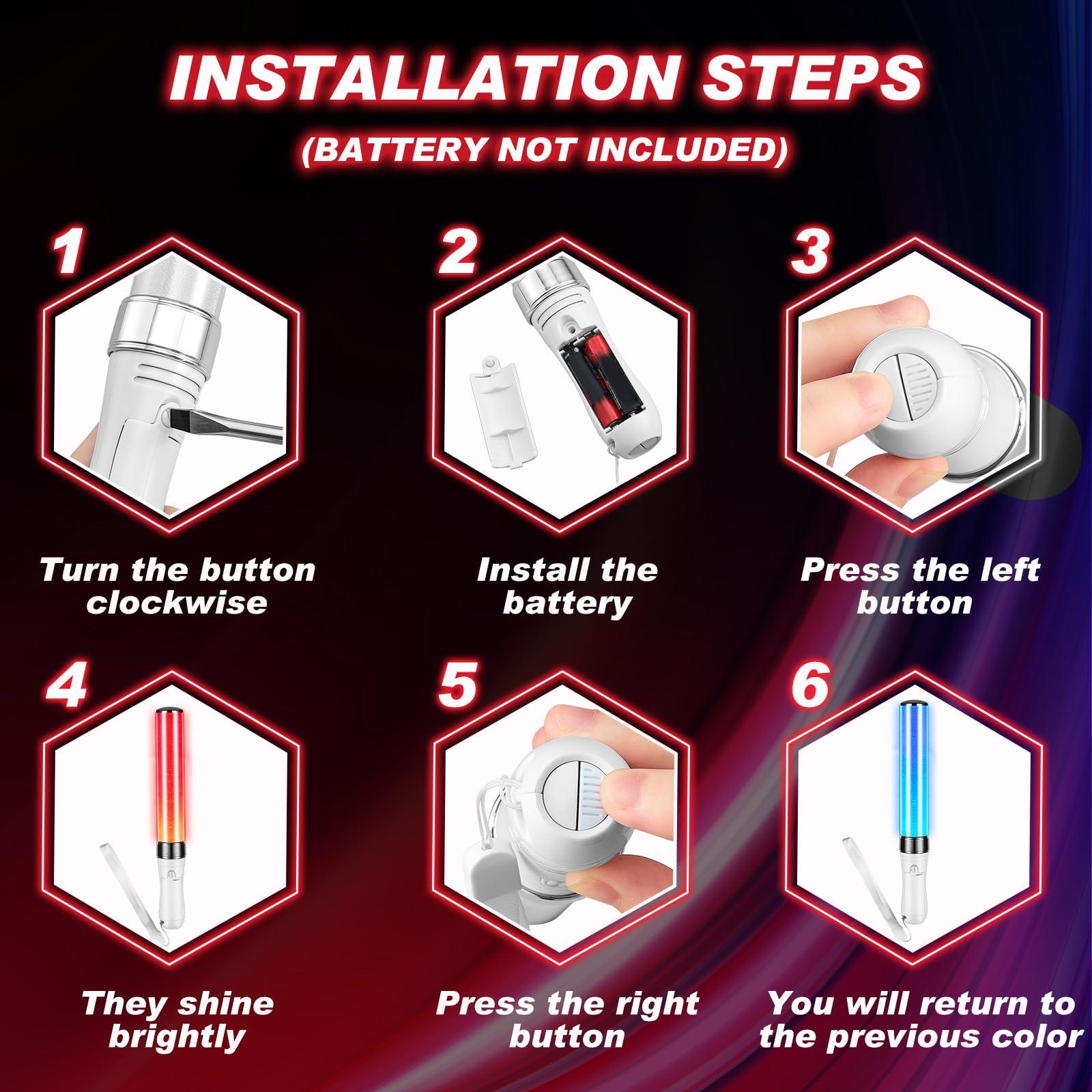 Lewtemi Lewtemi 6 Pcs 15 Color Concert Lightstick Reusable 2 Lighting Modes Multicolor K-pop Idol Concert LED Flashing Bright Glow Lightsticks Hiphop Fans Gift Glow in The Dark Party Favor Supplies