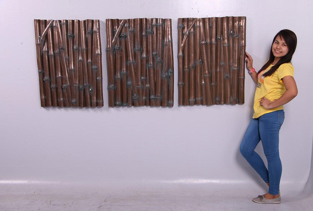 Nautical Tropical Nautical Tropical Imports Set of 3 Bamboo Wall Plaques Verde Bronze Finish