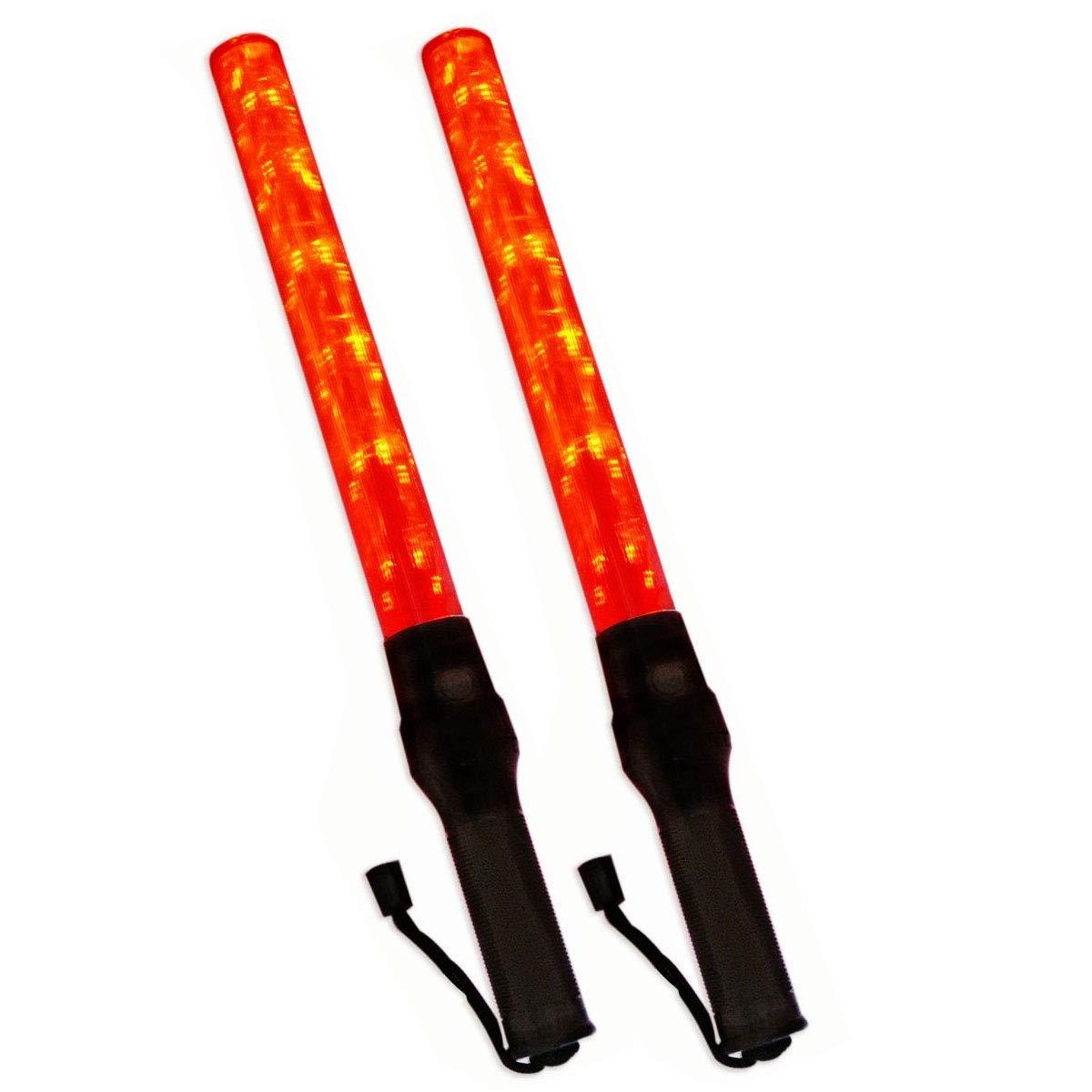 iMBAPrice iMBAPrice (2-Pack 21\" Long Traffic Safety Flashing LED Light Control Wand Baton Flashlight with Blinking and Steady-Glow Flashing Modes for Parking Guides, Climbing & Camping Contact