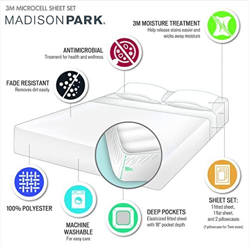 Madison Park Madison Park 3M Microcell Bed Sheet Set Color Fast, Wrinkle and Stain Resistant, Soft Sheets with 16" Deep Pocket All Season, Cozy Bedding-Set, Matching Pillow Case, Twin XL, Blush, 3 Piece