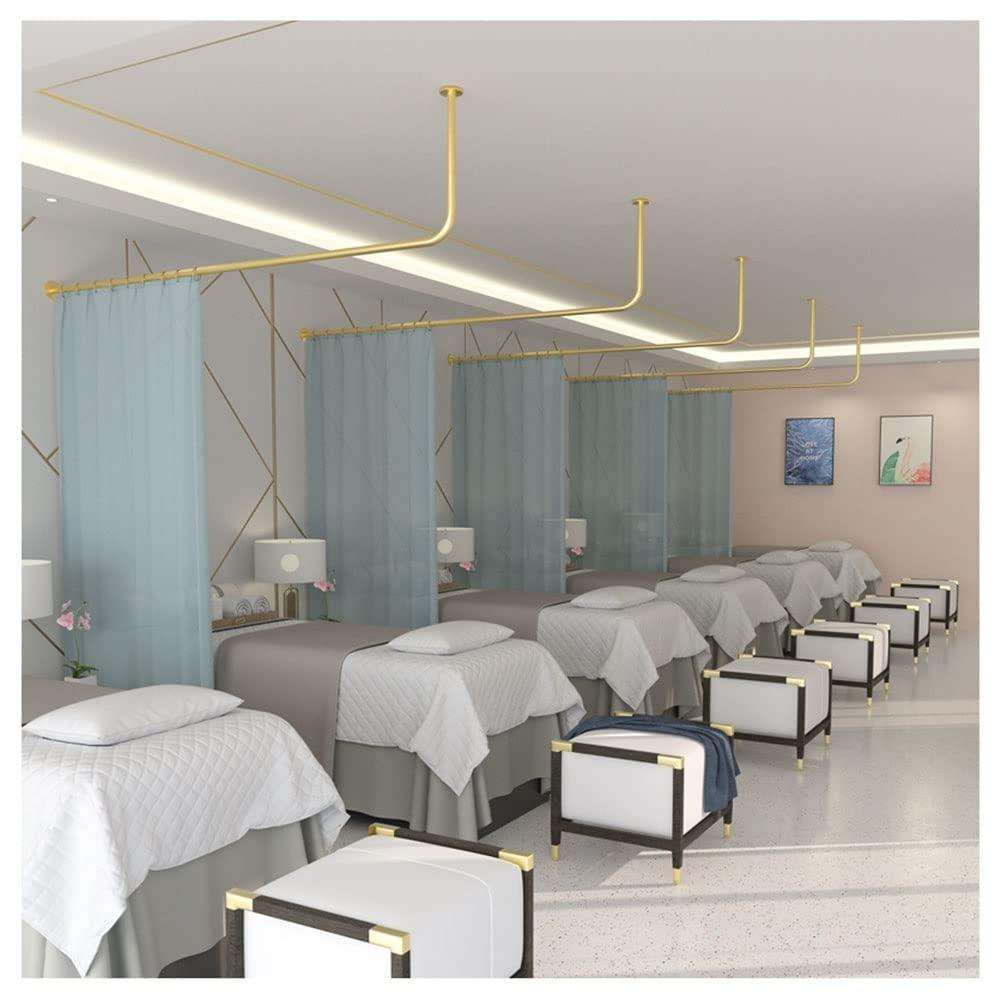 liu san xiao Room Divider Curtain - Privacy Curtain Room Partition Curtain for Living Room/Conference Room/Beauty Salon - Ceiling Boom L-Shaped Metal Curtain Rod (Color : Blue, Size : Rod-230cm)