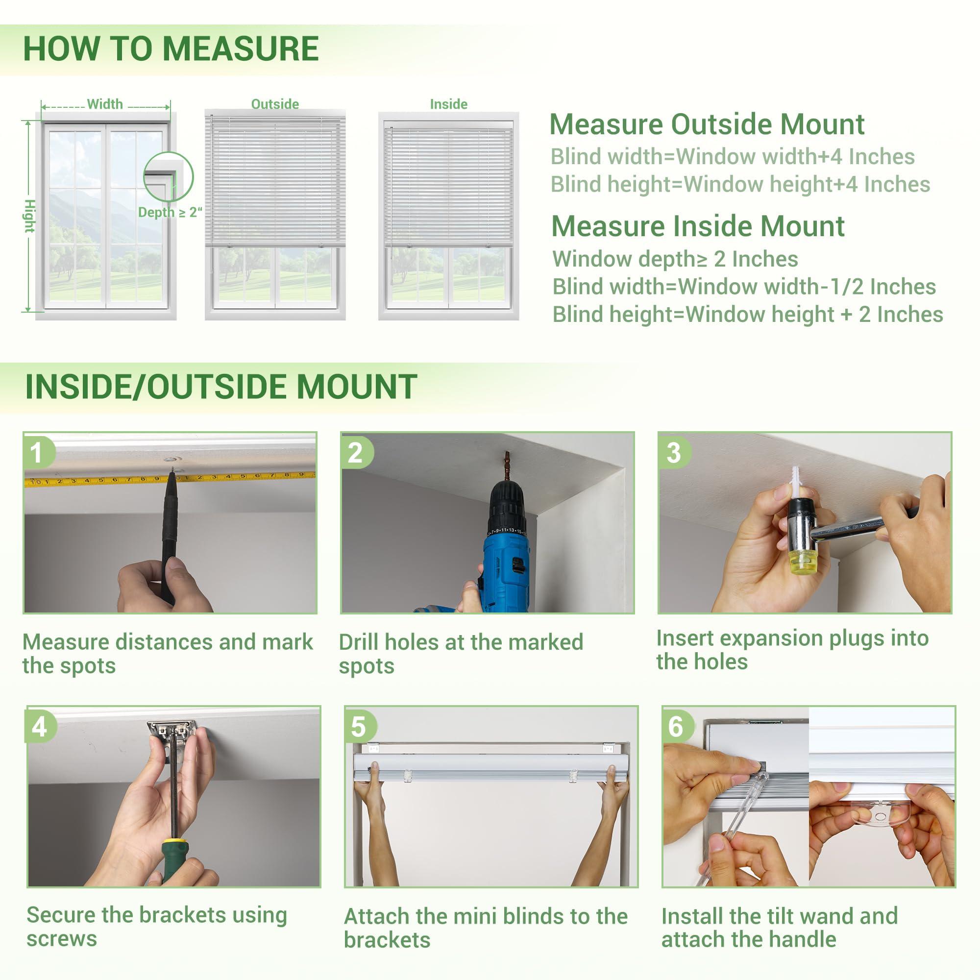 Boolegon Boolegon Cordless Aluminum Mini Blinds for Windows 1" Slat Blackout Horizontal Blinds Waterproof Anti-UV Room Darkening Blinds for Office Home, Silver, 64.5" W x 78" H