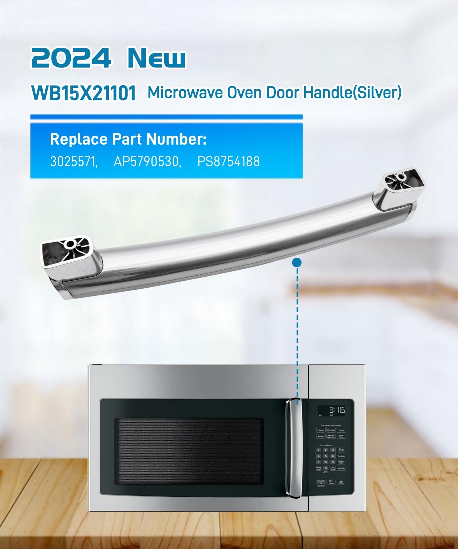 Taruimoo 2024 New WB15X21101 Microwave Door Handle Replacement Fits for GE JNM3163RJ1SS JNM3163RJ3SS JNM3163RJ4SS PVM9179SF2SS Microwave Oven,Replaces AP5790530,PS8754188,3025571-1 Year Warranty
