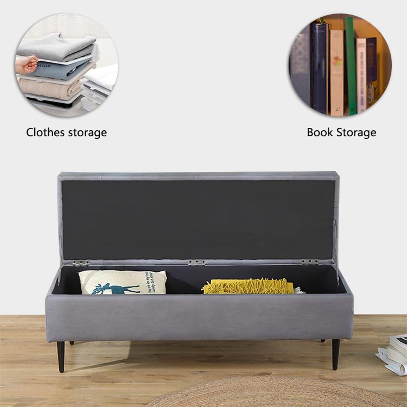 HomeLoft Basics Storage Ottoman Bench with Padded Seat Storage Chest with Metal Legs End of Bed Bench with Hidden Storage Upholstered Entryway Bench Footrest for Bedroom