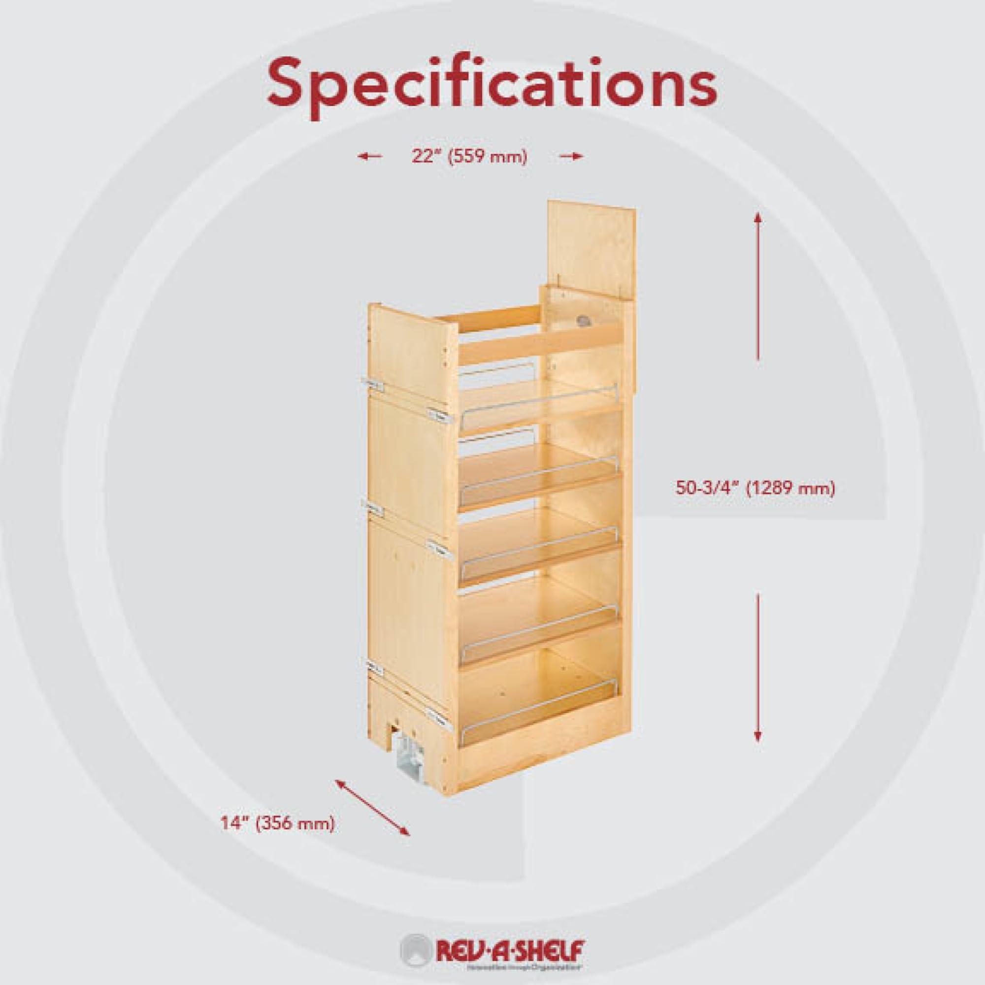 Rev-A-Shelf Rev-A-Shelf Wood Tall Cabinet Pull Out Pantry Organizer w/Soft Close