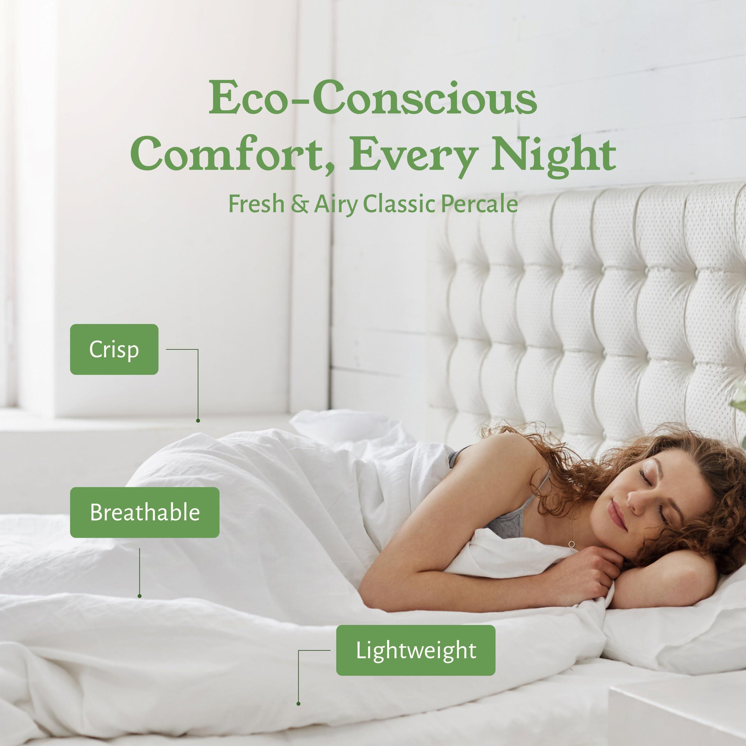 California Design Den California Design Den 100% Organic Cotton King Size Sheet Set, Percale Sheets, Deep Pocket King Sheets, GOTS Certified Luxury Sheets, King Size Cotton Bed Sheets, Blue Hydrangea Sheets