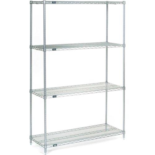 Nexel Nexel Stainless Steel, 5 Tier, Wire Shelving Starter Unit, 48"W x 14"D x 74"H