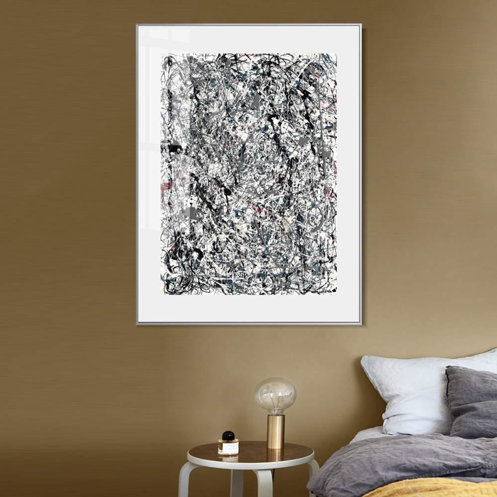INVIN ART INVIN ART Framed Canvas Giclee Print Art Number 19 1948 by Jackson Pollock Abstract Wall Art Living Room Home Office Decorations(Aluminum Metal White Frame with Mat & Glass,20"x28")