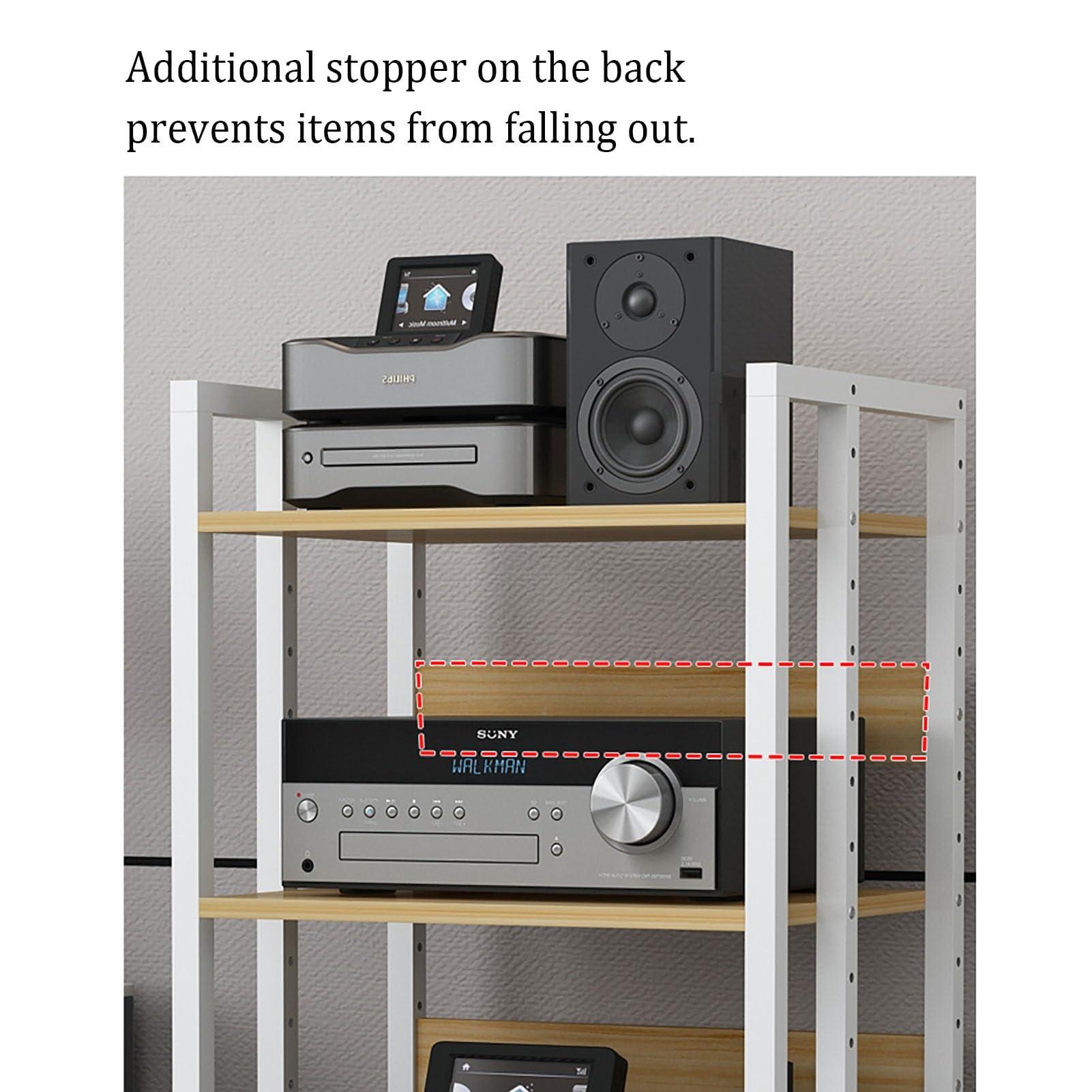 HOFSSI Media Storage Cabinet, 5-Tier Shelves Audio Video Media Stand Cabinet with Height Adjustable, for Store Cable Boxes, DVD Players, Streaming Devices, Home Theater Receivers,Black