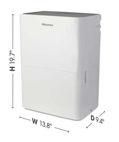Hisense Hisense 35-Pint Dehumidifier, 3 Speed (Lo,Hi, Auto ), Noise Level 48 dB, Compact size, Auto shut-off, 115v, Up to 3000 sq ft, DH5022K1W - (Renewed)