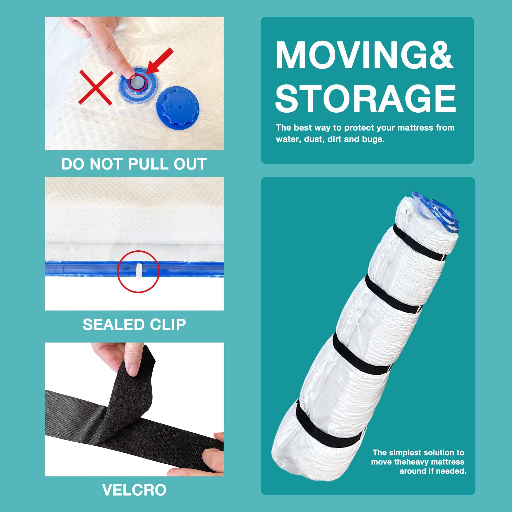 Asatdd Queen/Full Mattress Vacuum Bag for Moving and Storage, Memory Foam Latex Mattress Storage Bags Full Queen Size for Mattress up to 14 Inches