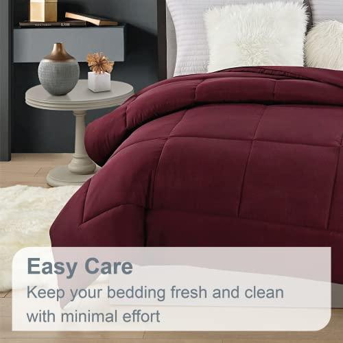Swift Home Swift Home Queen Comforter - Lightweight & Extra Soft Down Alternative Bedding - All-Season Comfortable Bed Comforter - Wrinkle Fade Stain Resistant - Burgundy, Queen