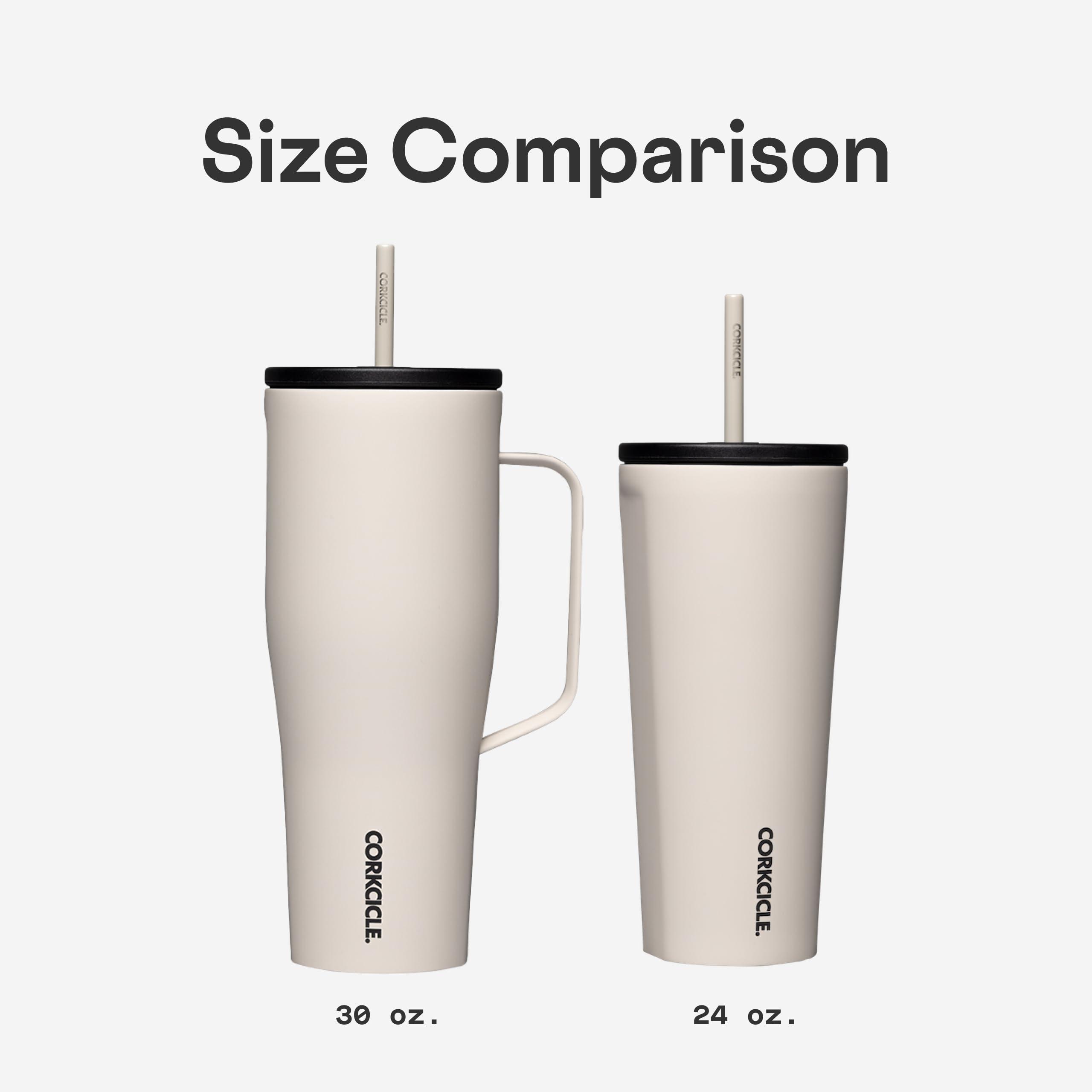 Corkcicle Corkcicle Cold Cup XL Insulated Tumbler with Handle, Lid, & Straw, Powder Puff, 30 oz Reusable Cupholder Friendly Water Bottle Keeps Drinks Cold 12hrs