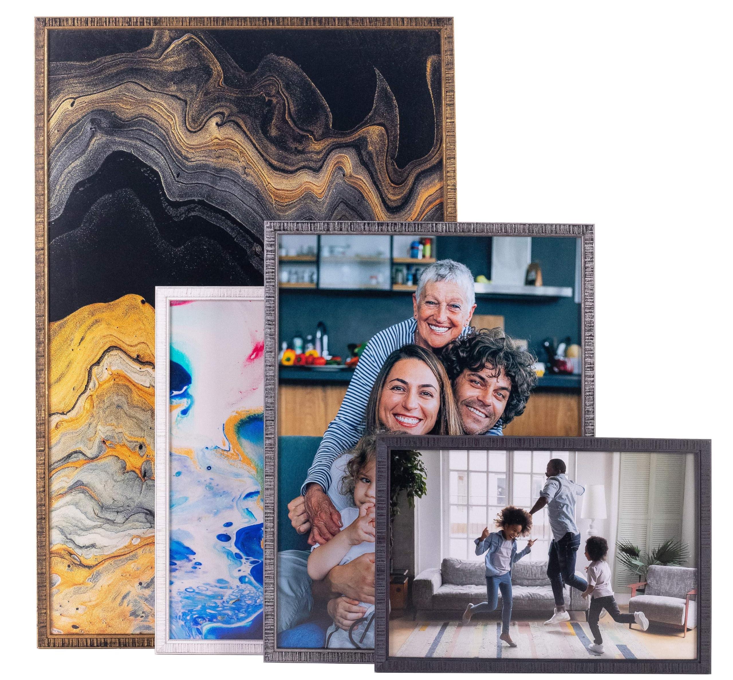 CustomPictureFrames.com 27x9 Frame Silver Grey Distressed Solid Wood Picture Frame | 0.75 Inch Moulding Width | Interior Depth 0.5 Inches | Kingsley Silver Rustic Frame with UV Acrylic, Foam Board Backing & Hanging Hardware