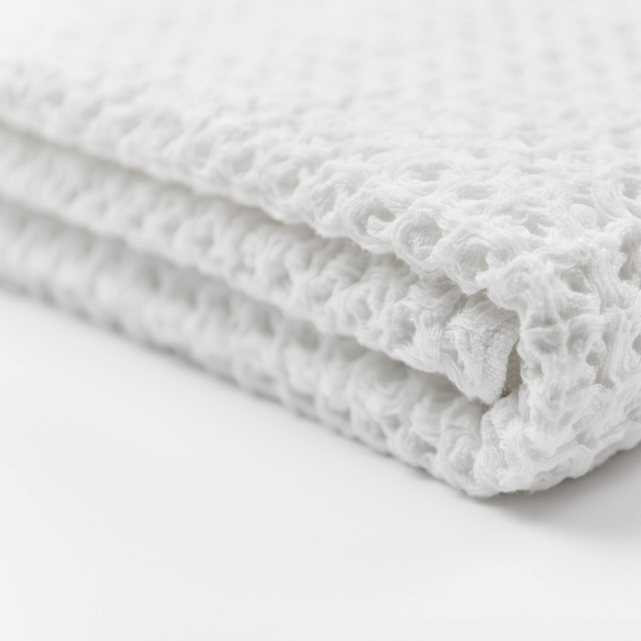ONSEN ONSEN Premium Face Towel - Waffle Weave - 100% Supima Cotton - 12\" x 12\" - Ultra-Soft - Fast Absorbing & Quick Drying - Bathroom, Kitchen, Shower, Hotel, Spa, Travel, & Gym - Wash Cloth - White