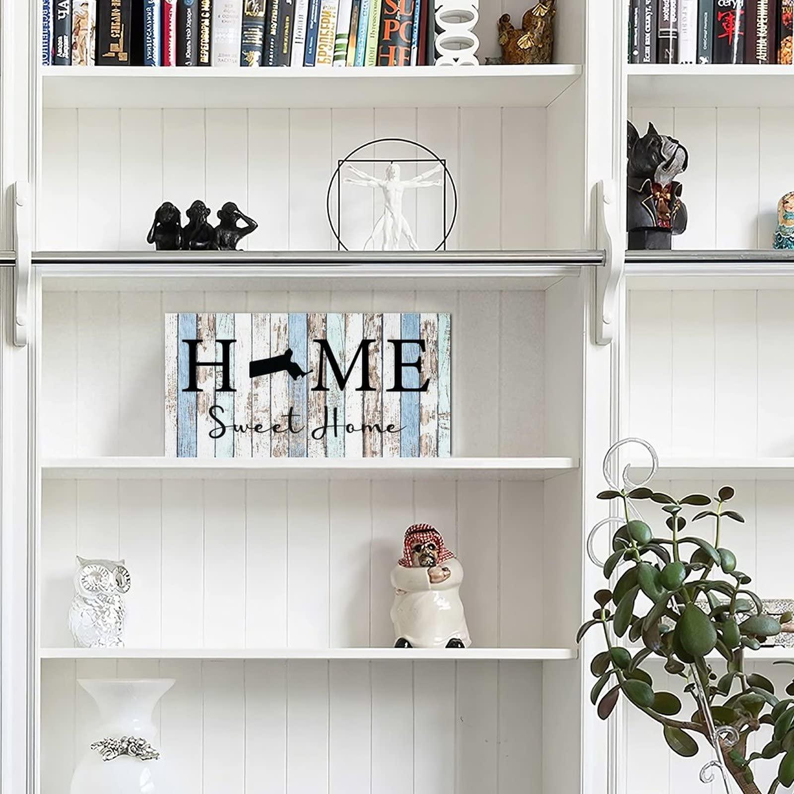 Alioyoit Rustic Wood Pallet Sign Plaque Home Sweet Home Massachusetts State Retro Wood Wall Hanging Door Plaque Rustic Wood Wall Sign Welcome Sign Wall Hanging Decorations for Living Room Bedroom 6x12 Inch