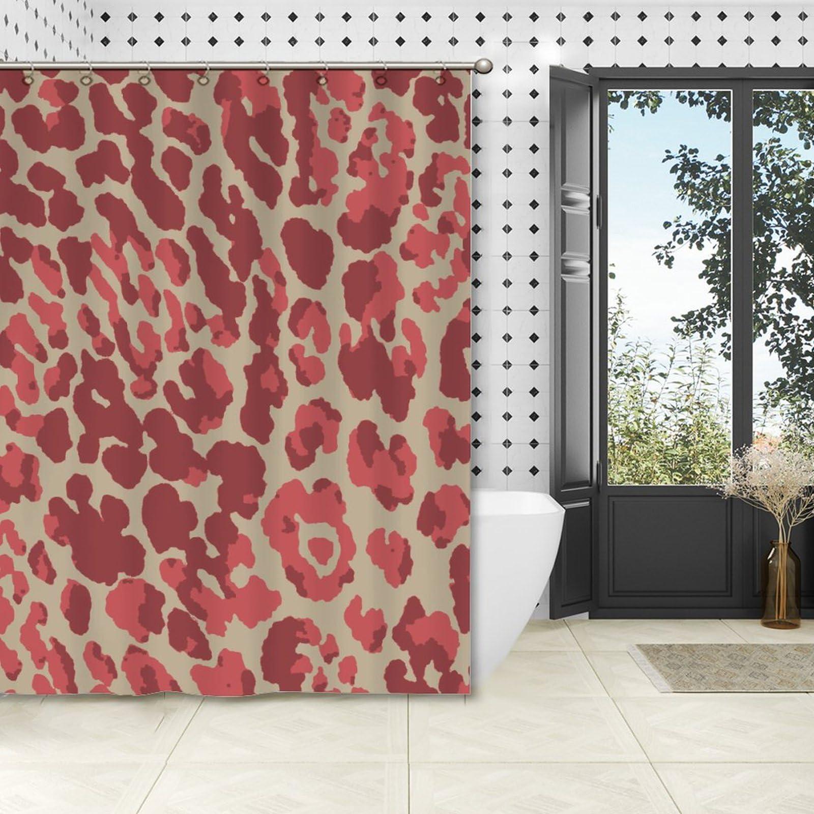 Yinrune Yinrune Cheetah Leopard Print Shower Curtain Animal Antelope Shower Curtains Rustic Shower Curtain 60x72in Shower Curtain Liner Polyester Fabric Shower Curtain Set with Hooks Washable Durable