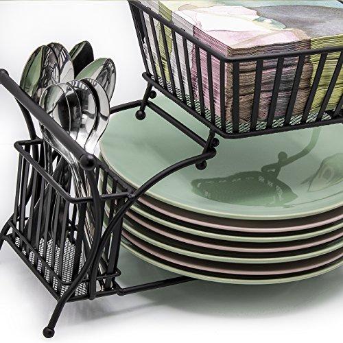 Sorbus Sorbus Utensil Caddy — Use For Napkin, Cutlery, Plate Holder — Stackable Flatware Caddy, Tabletop Organizer — Ideal for Dining Table, Party, Buffet, Kitchen, Entertaining (Black)