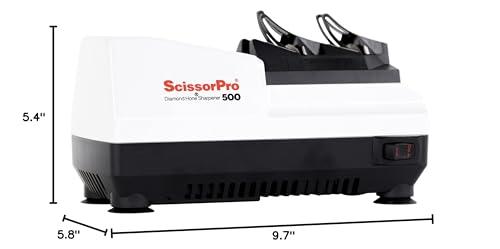 Chef’sChoice Chef's Choice Scissorpro Electric Professional with Diamond Hone Features Precise Angle Guides Sharpens a Variety of Household Scissors, 2-Stage, White