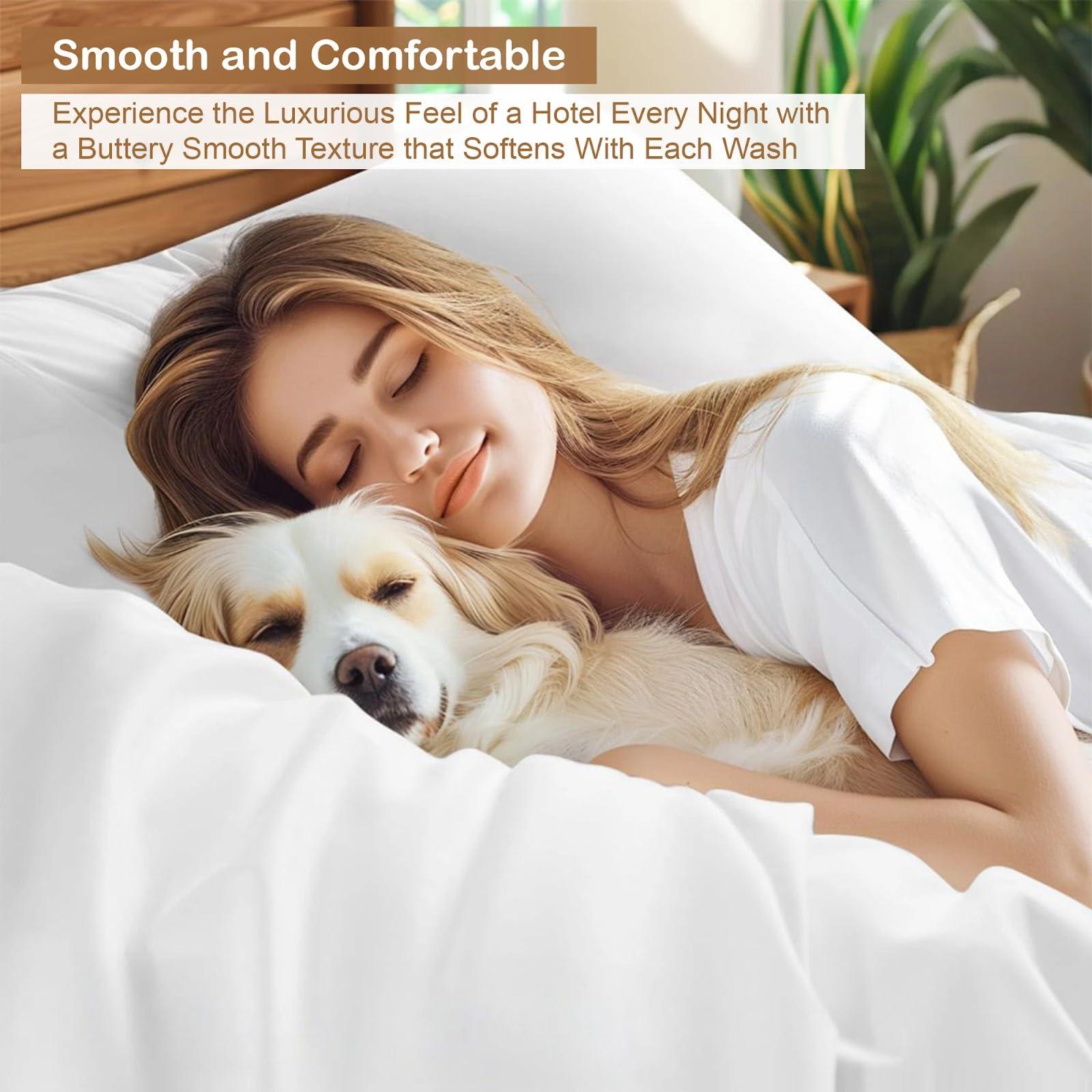 ARlinen Waterbed Sheets Super Single Size 600 Thread Count 100% Cotton 12 Inches -Deep Pockets- Attached Waterbed Sheet Set- 4 Piece - Hotel Luxury Bed - Extra Soft -White Solid Bed Sheets -Super Single