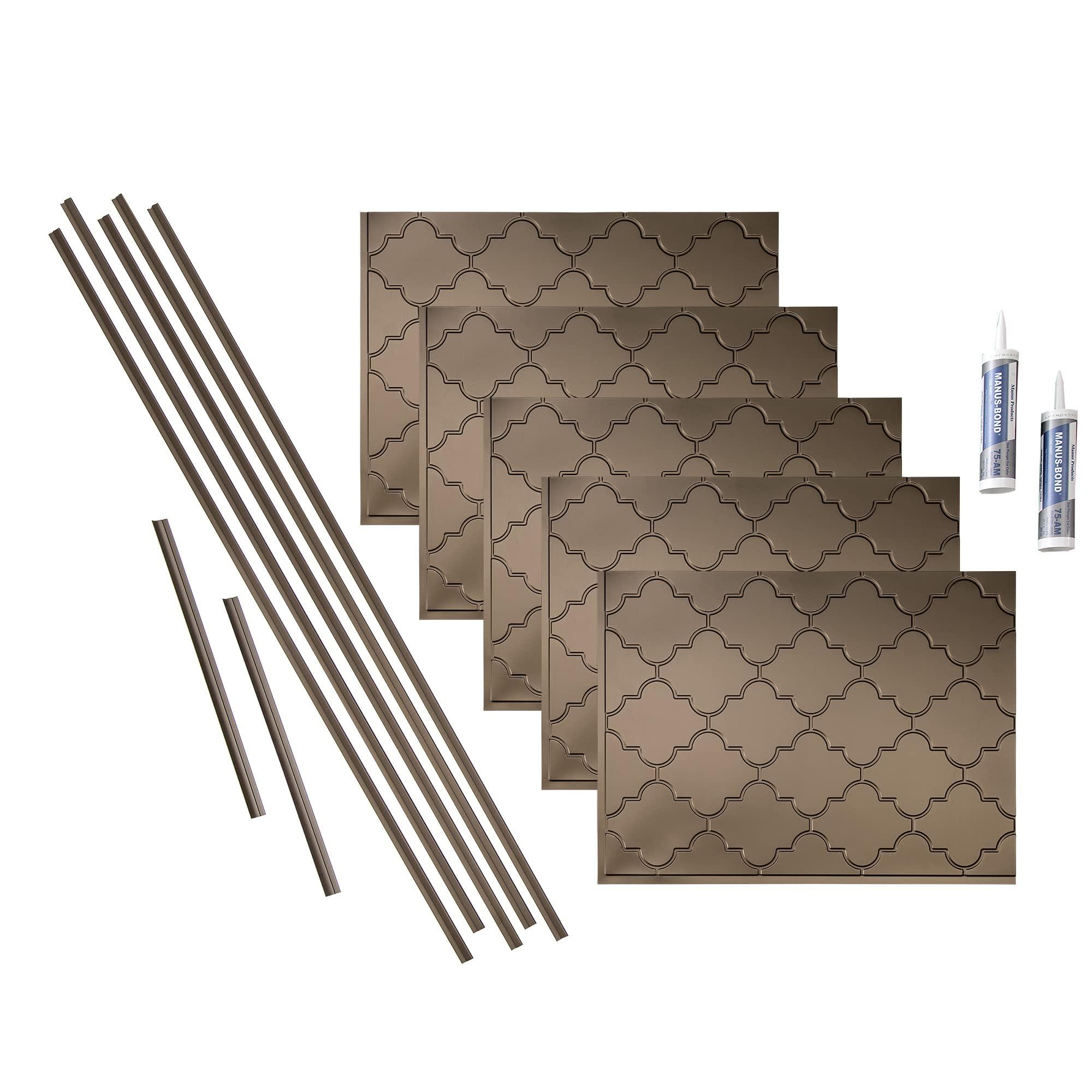 FASDE FASDE Monaco Decorative Vinyl Backsplash 15 sq ft Kit in Argent Bronze