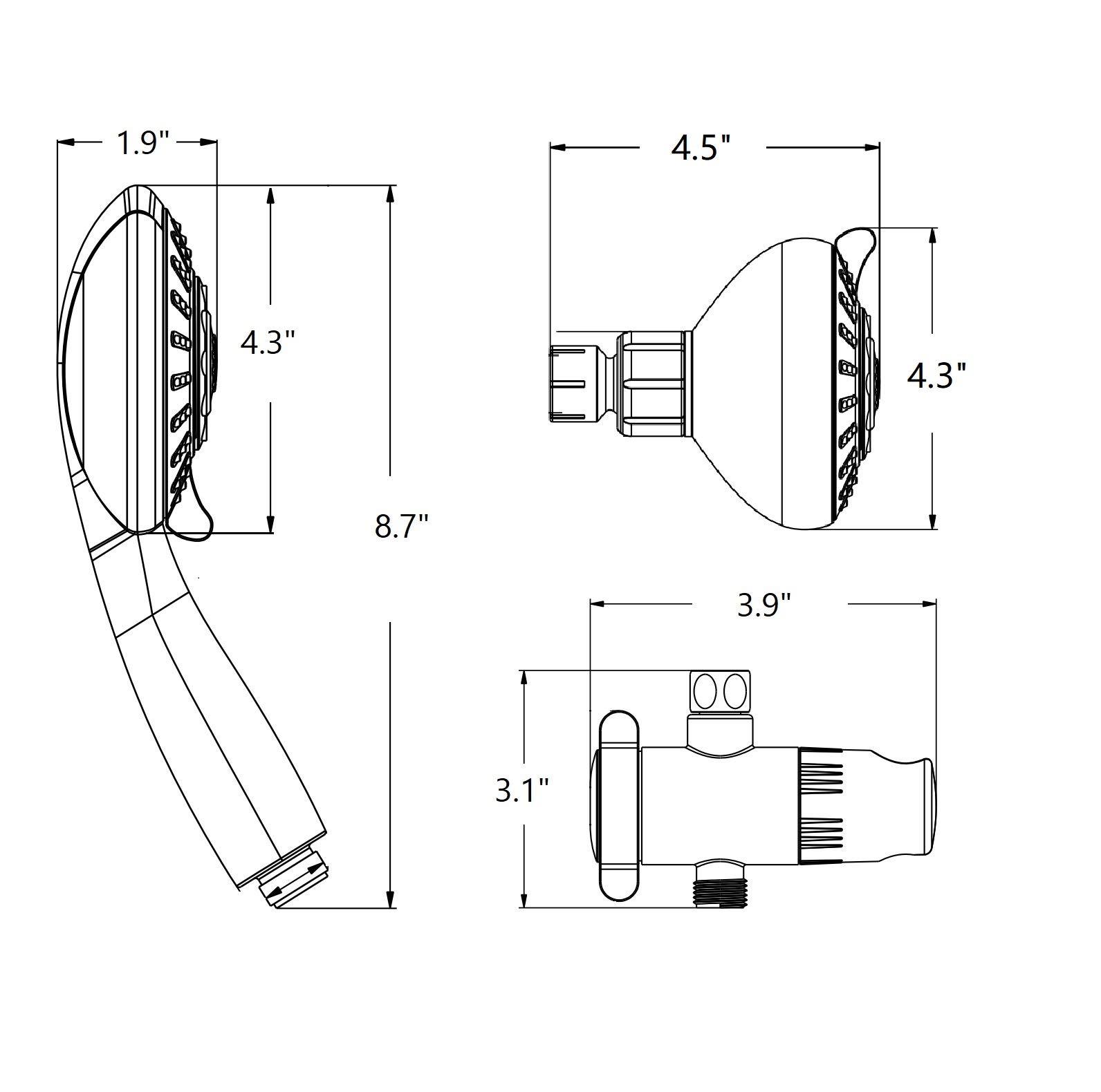 Ana Bath Ana Bath LSS5430CCP 4 Inch 5 Multi-Function Blue LED Light Dual Shower Head Combo Shower System with BRASS connector & 5-ft Stainless Steel Shower Hose - Premium Chrome