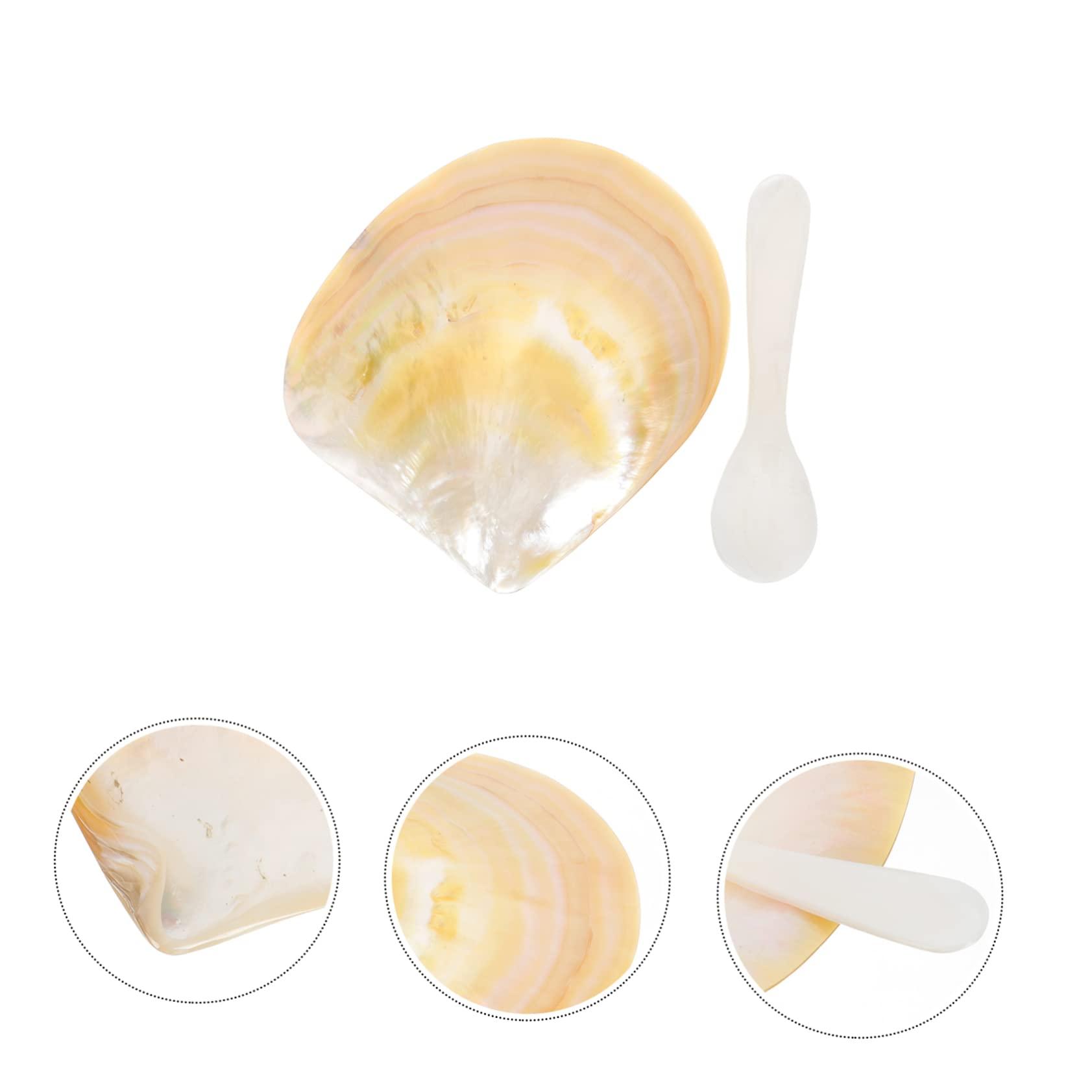 PRETYZOOM PRETYZOOM 1 Set Caviar Dish Fish Decorative Balls for Bowls Products Tank Conch Charcuterie Flat Caviar Shell Dish Caviar Props Decorative Paintings for Living Room Glossy Shell Adornment