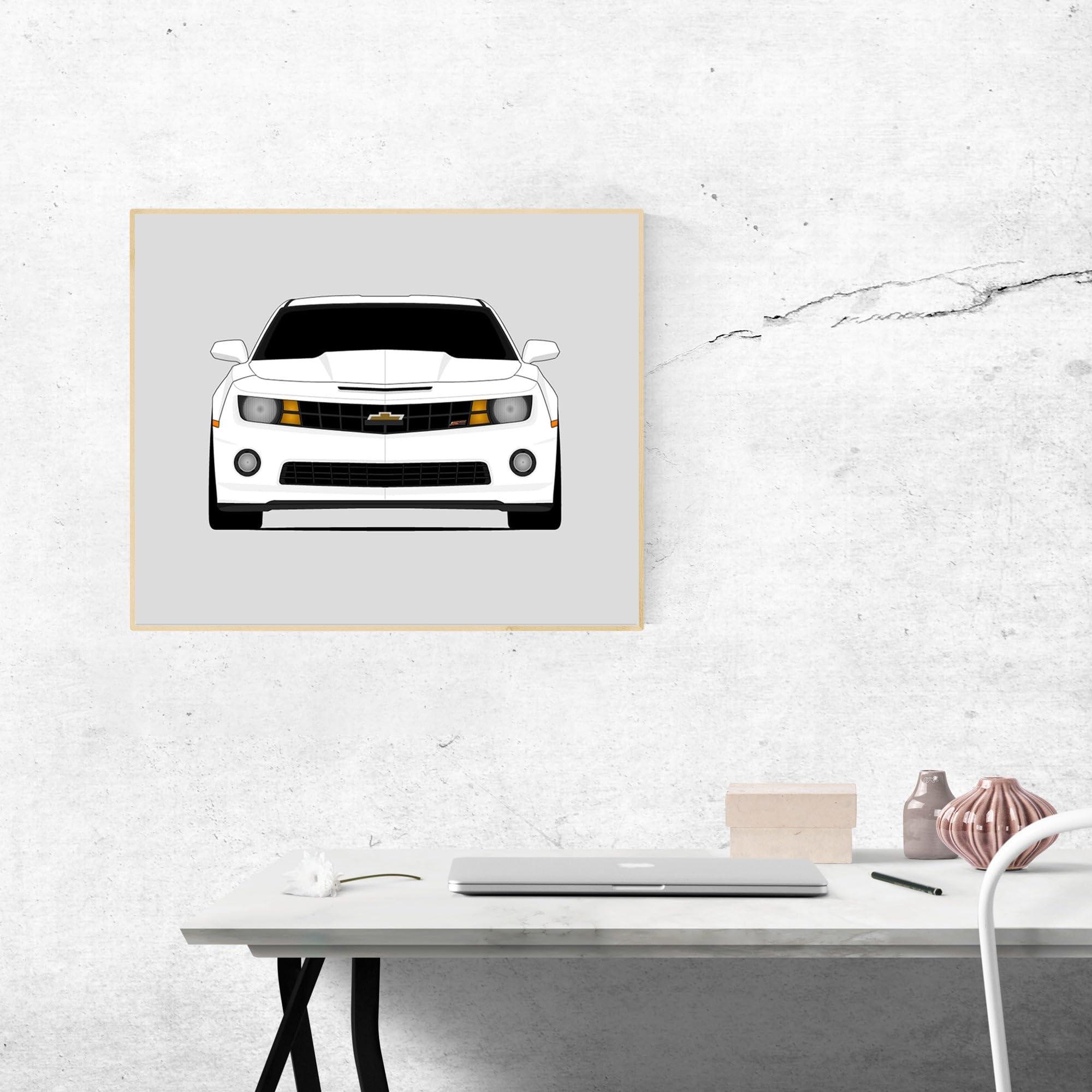 Custom Car Posters Custom Car Posters Chevy Camaro SS (2010-2013) 5th Generation Print Wall Art Decor Handmade - 8x10\" Satin Print (Unframed)