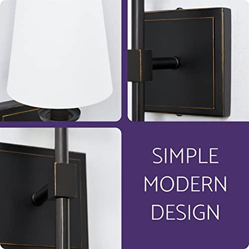Kira Home Kira Home Torche 20" Wall Sconce/Wall Light + Linen Shade, Oil-Rubbed Bronze Finish