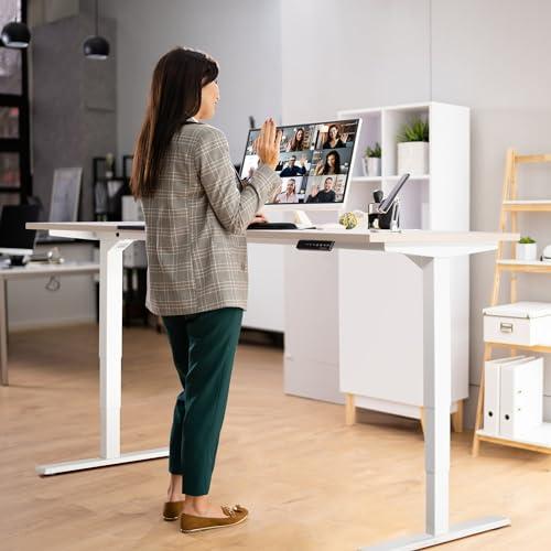 Progressive Desk Progressive Desk Standing Desk 72\" x 30\" - Electric Adjustable Height Stand Up Desk - Home Office Stand Workstation - Dual Motor - Black Frame, Bright Beech Top