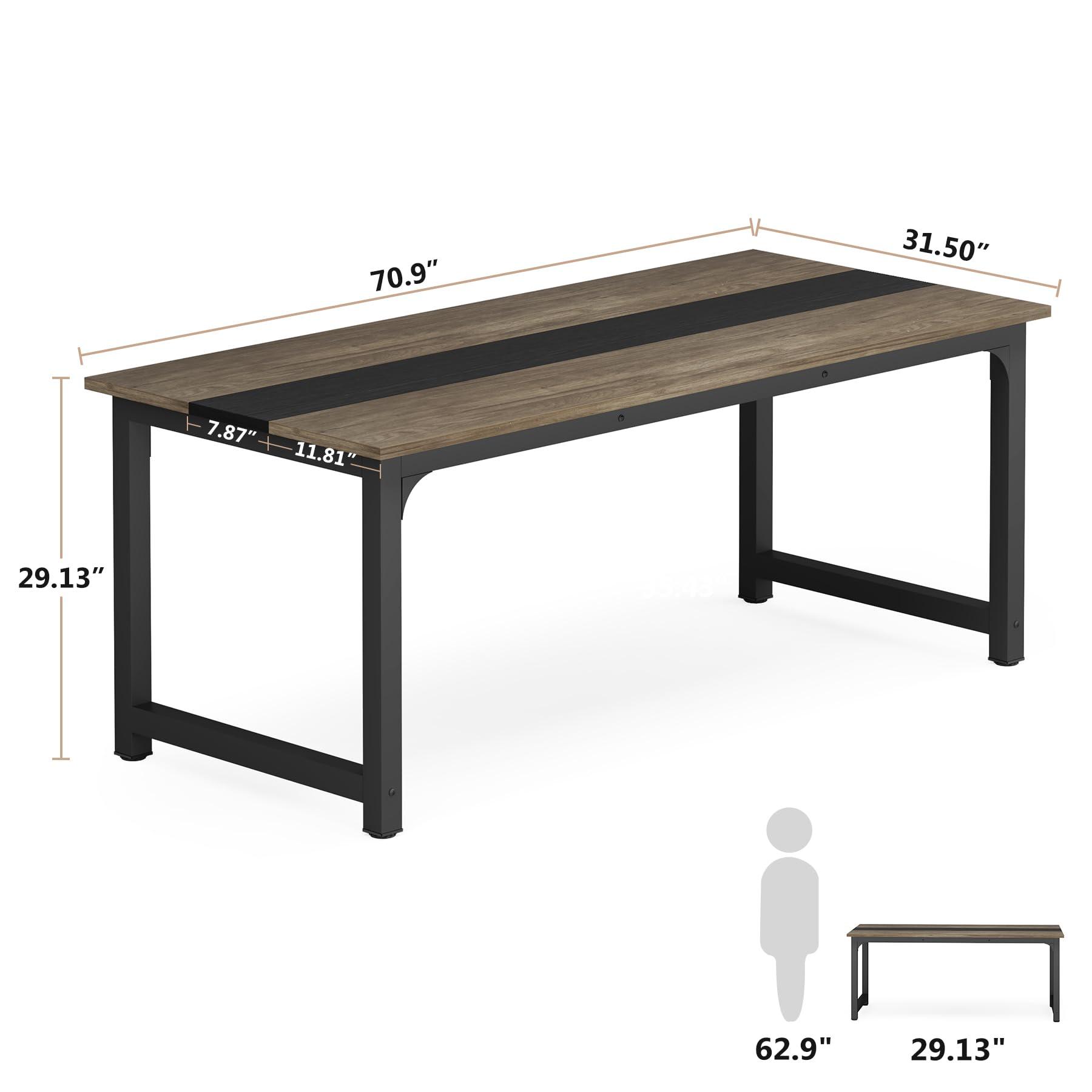 Tribesigns Tribesigns 70.8 Executive Desk, Large Office Computer Desk with Thicken Frame, Modern Simple Workstation Business Furniture for Home Office, Vintage Grey/Black