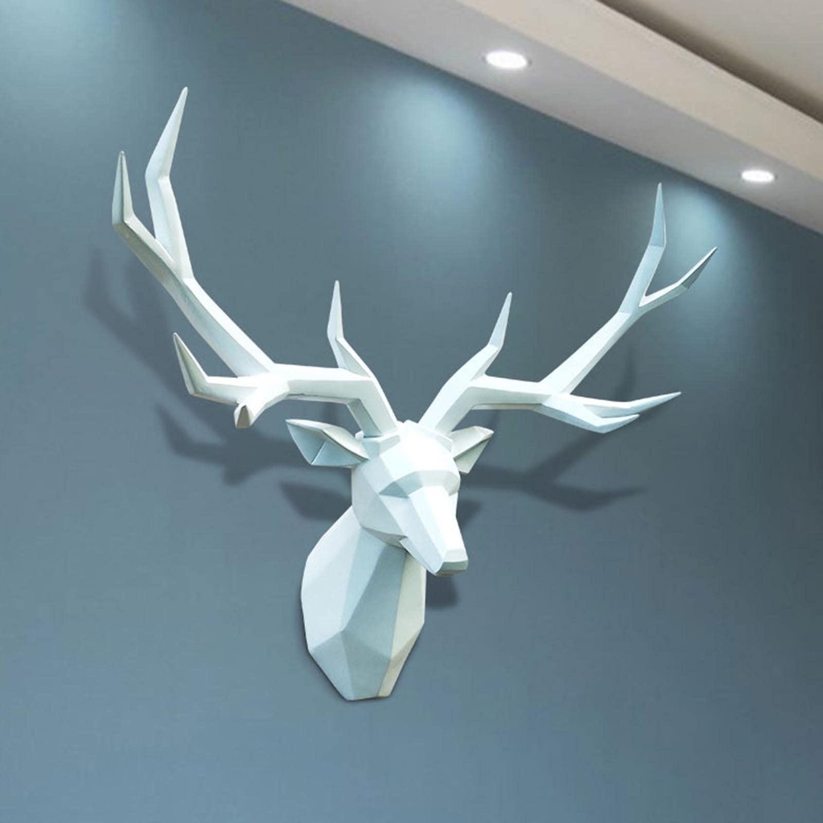 LLYLA Faux Deer Head,Wall Mounted Faux Antlers Wall Decor,Faux Taxidermy Animal Head Home Decor,Modern Light Luxury Style Geometrical Deer Antlers,for Home Office and Farmhouse
