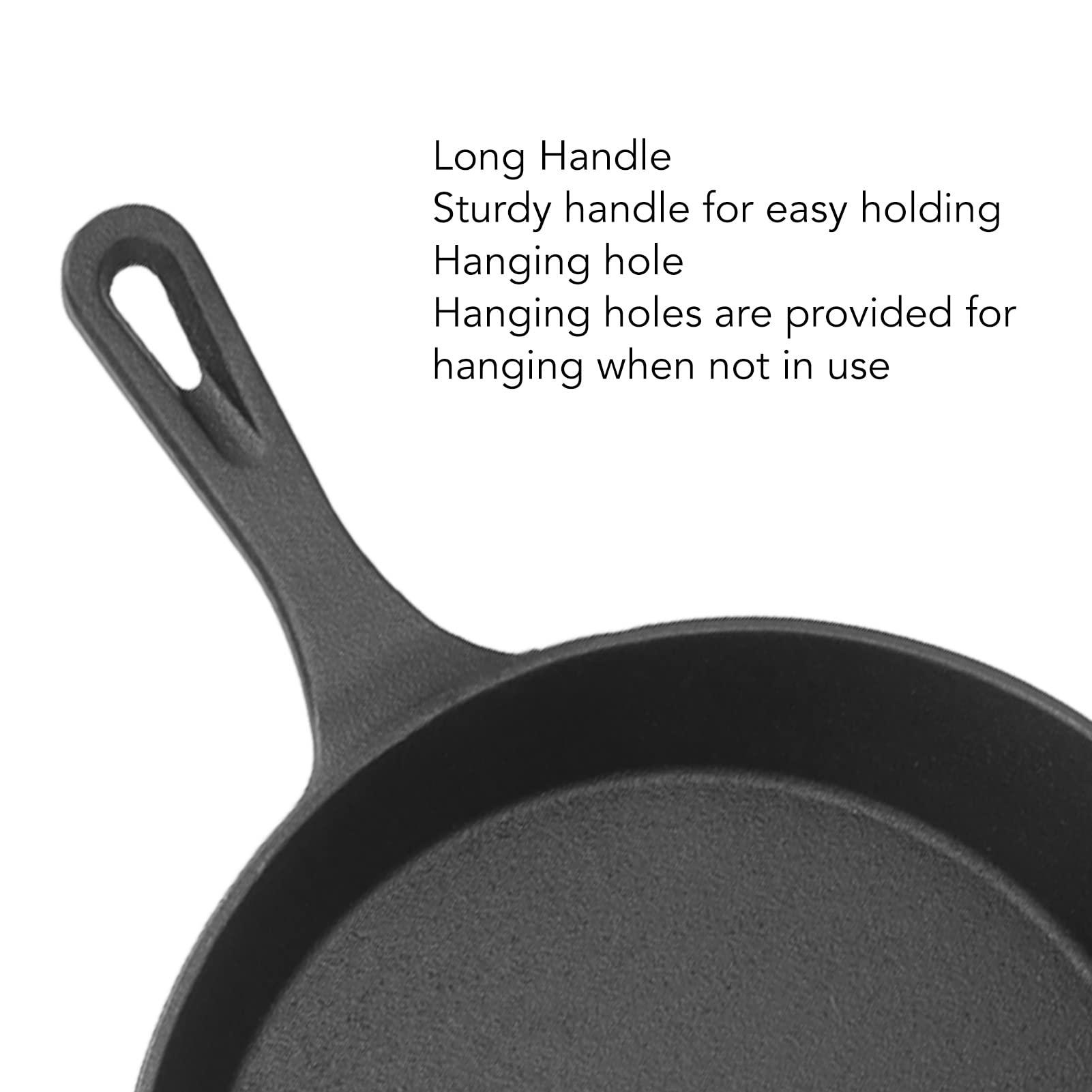 TANIQIACA TANIQIACA Cast Iron Nonstick Frying Pan, 3 Piece Frying Pan Set Mini Egg Pan, Grill Pan Set, Cast Iron Pot, Cast Iron Pan with Long Handle for Home 16 20 25cm