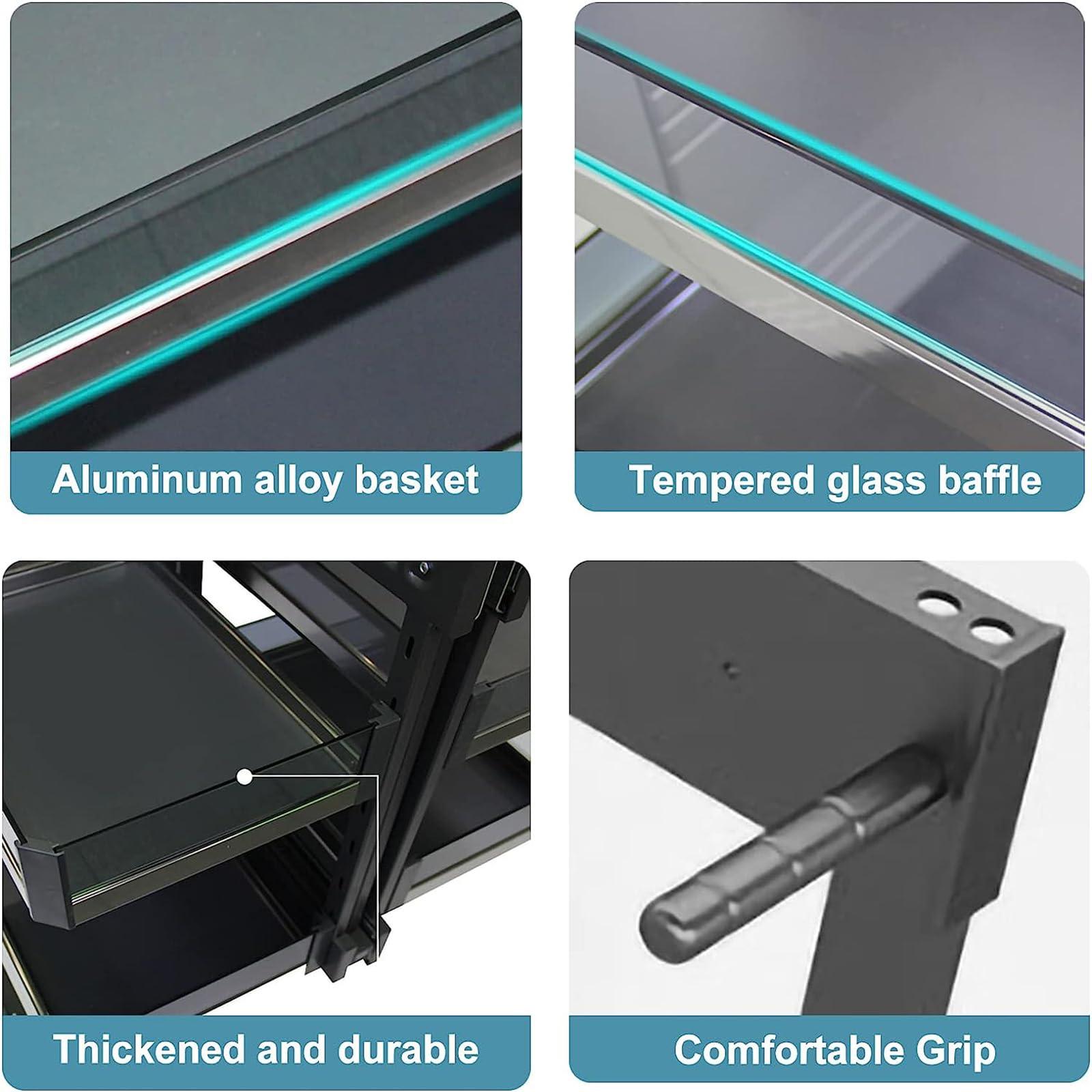 TYHAYJYK Blind Corner Cabinet Pull Out Organizer, Kitchen Cabinet Organizer Shelf Corner Aluminum Swivel Storage Rack Shelf, 4 Aluminum Basket Corner Optimizer Full Pull Out,A