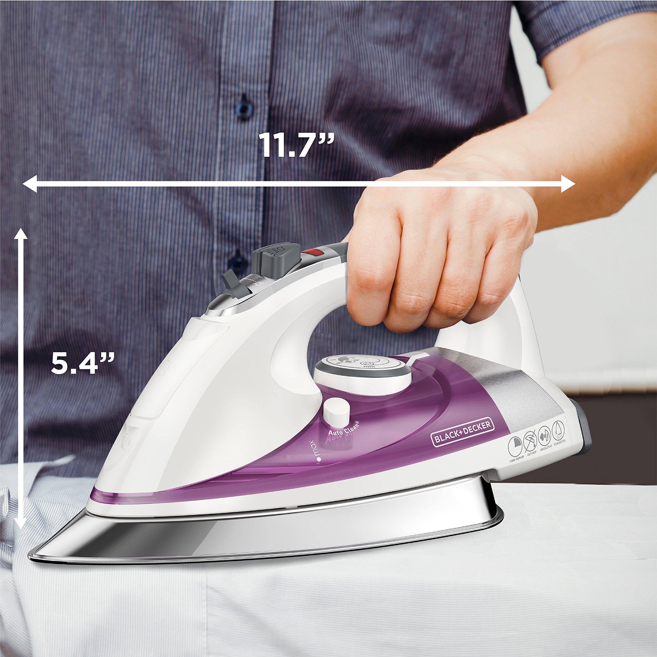 BLACK+DECKER BLACK+DECKER IR1350S Professional Steam Iron with Stainless Steel Soleplate and Extra-Long Cord, Purple