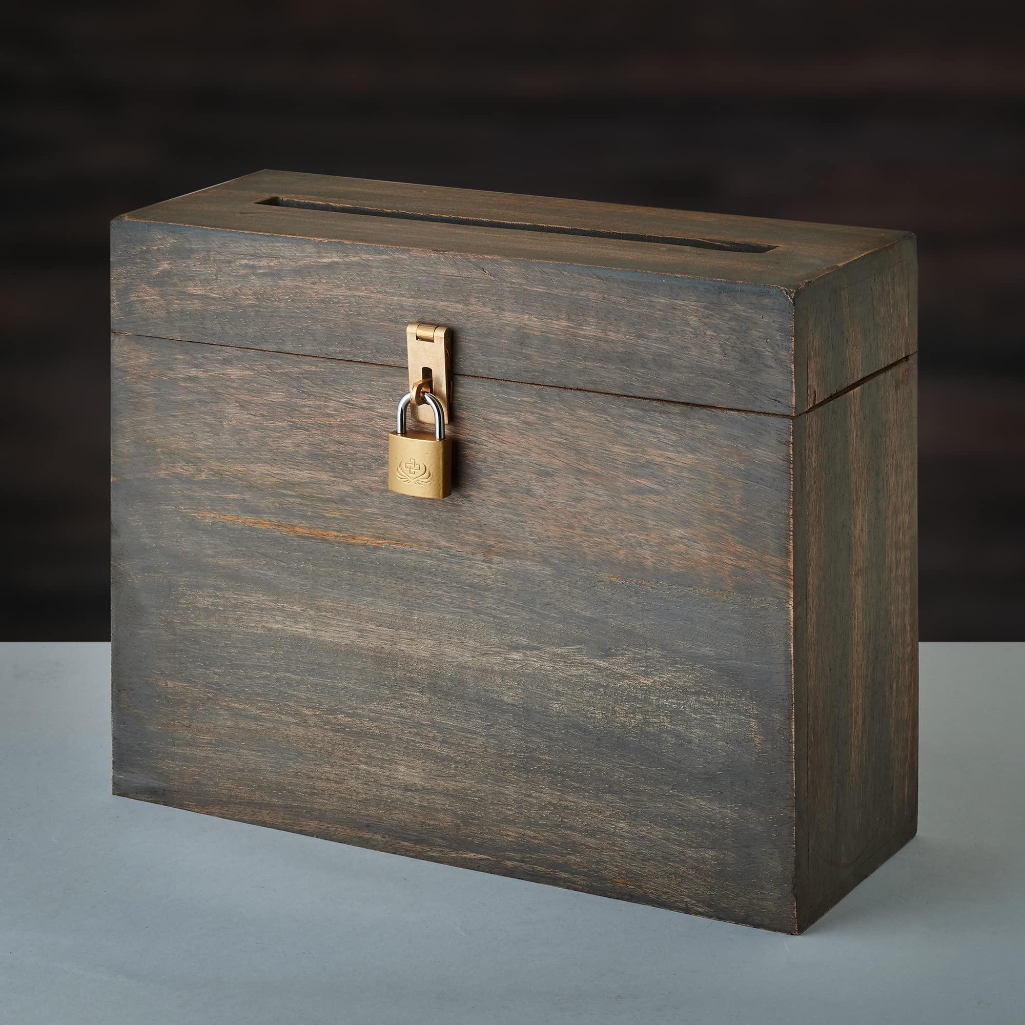 Eximious India Eximious India Wedding Card Box with Card Slit and Lock 12\"X10\"X4.5\"- Gift Wishing Well Card Box for Weddings, Receptions, Birthdays, Graduations, Baby Showers, Honeymoon Funds (Gray)