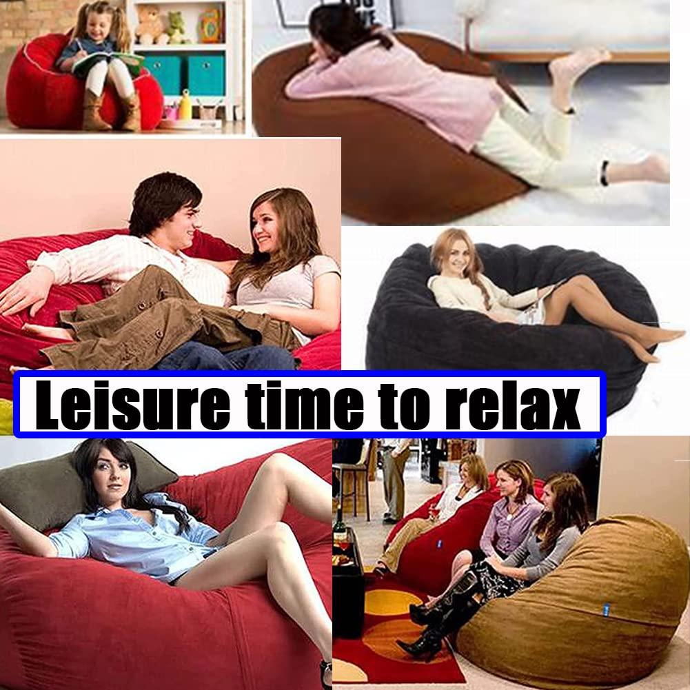 QAIOXINGXING Giant 6 ft Bean Bag Chair Cover Giant Breathable and Comfortable for Adult Beanbag Chair Outside Cover BeanBag Lazy Sofa (Cover only)