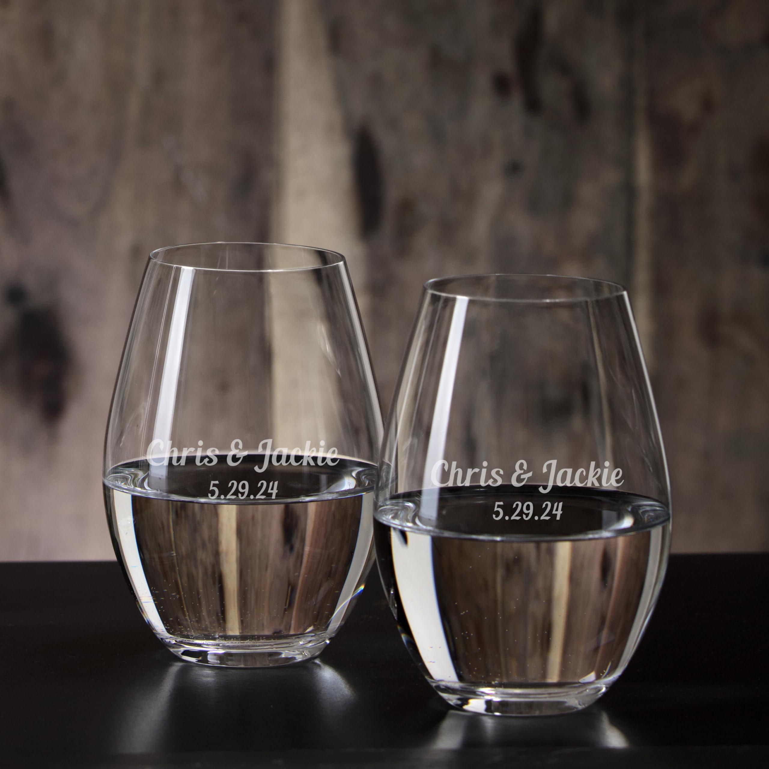 Orrefors Orrefors Enjoy More Wine Personalized Decanter Set, Includes Custom Engraved 33.8oz Crystal Wine Decanter with Four 13oz Crystal Stemless Wine Glasses, Personalized Wedding Gifts for Wine Lovers