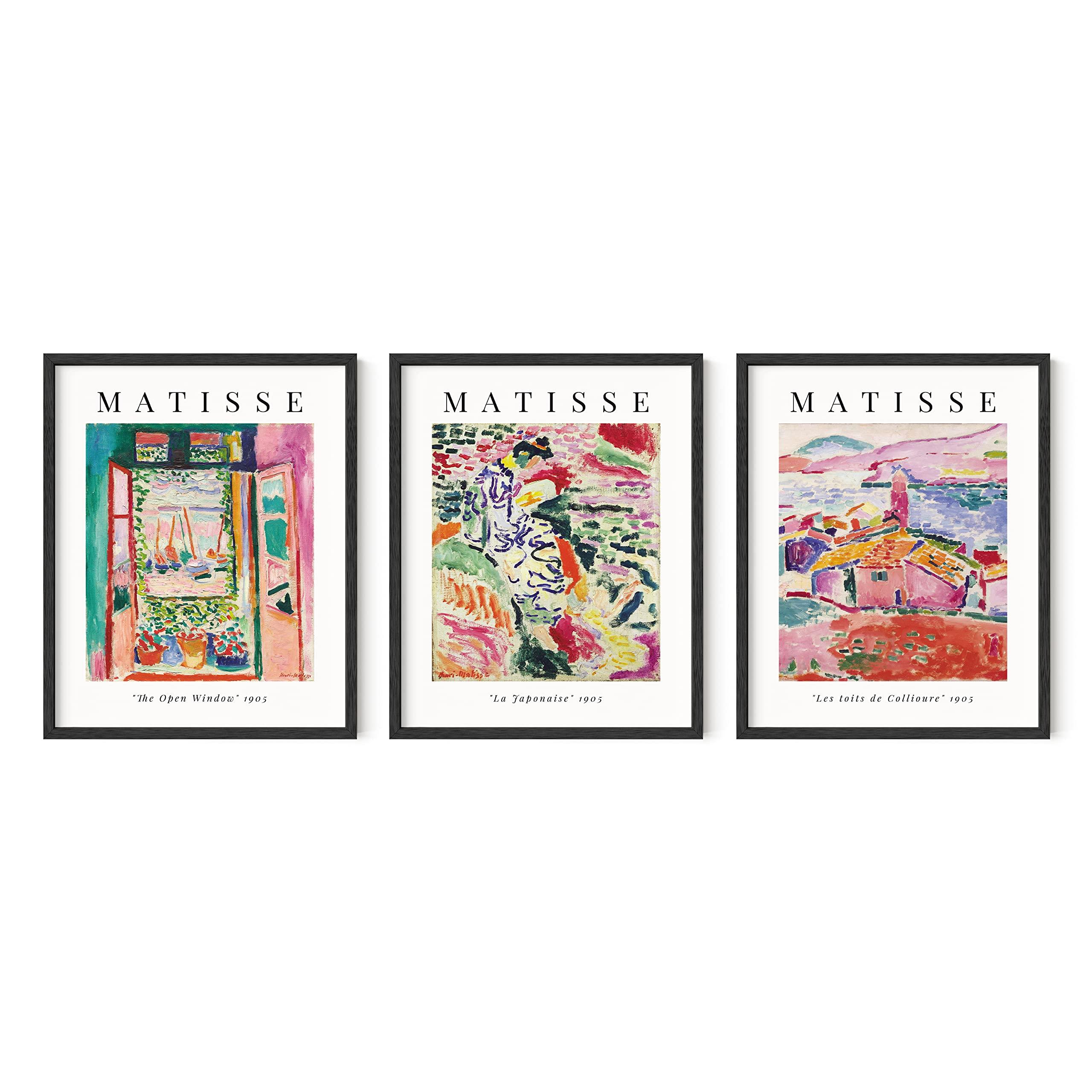HAUS AND HUES HAUS AND HUES Matisse Wall Art - Set of 3 Artist Prints 3 Piece Wall Art, Henri Matisse Wall Art, Wall Art Set of 3 Mattise Art (Beige Frame, 16x20)