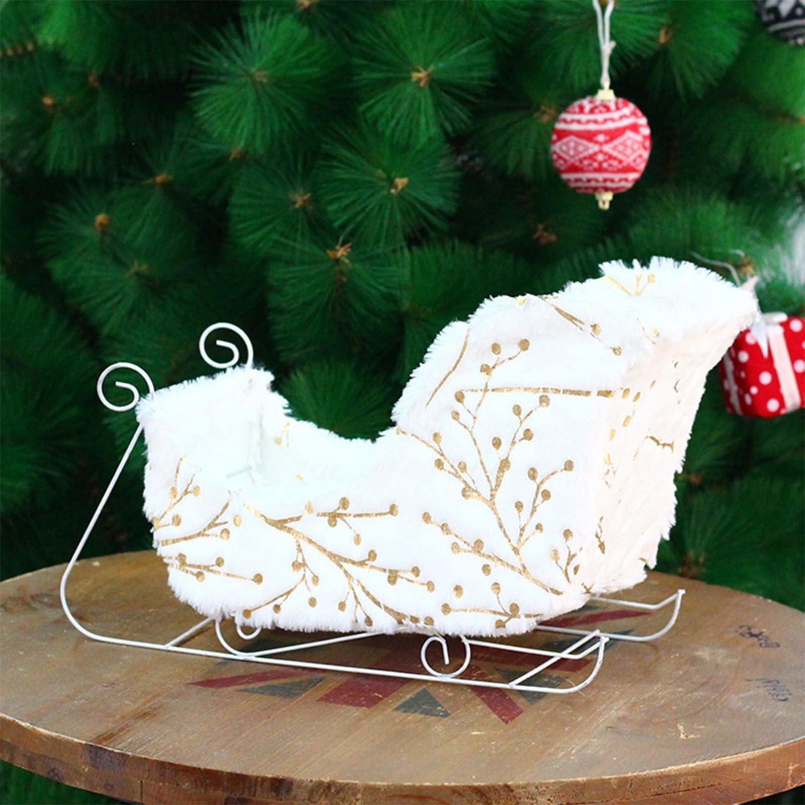 VaLtEv VaLtEv Christmas Santa Sleigh Decor Basket Candy Dish Bowl Server Container Table Top Christmas Decorations White Figurines Statue Xmas Winter Holiday Ornaments Children Gifts Photo Booth Props