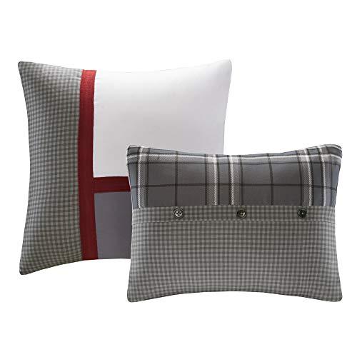 Intelligent Design Intelligent Design Daryl 5 Piece Plaid Print All Seasons Comforter Set, King/Cal King, Grey - Ultra Soft Microfiber Teen Bedding