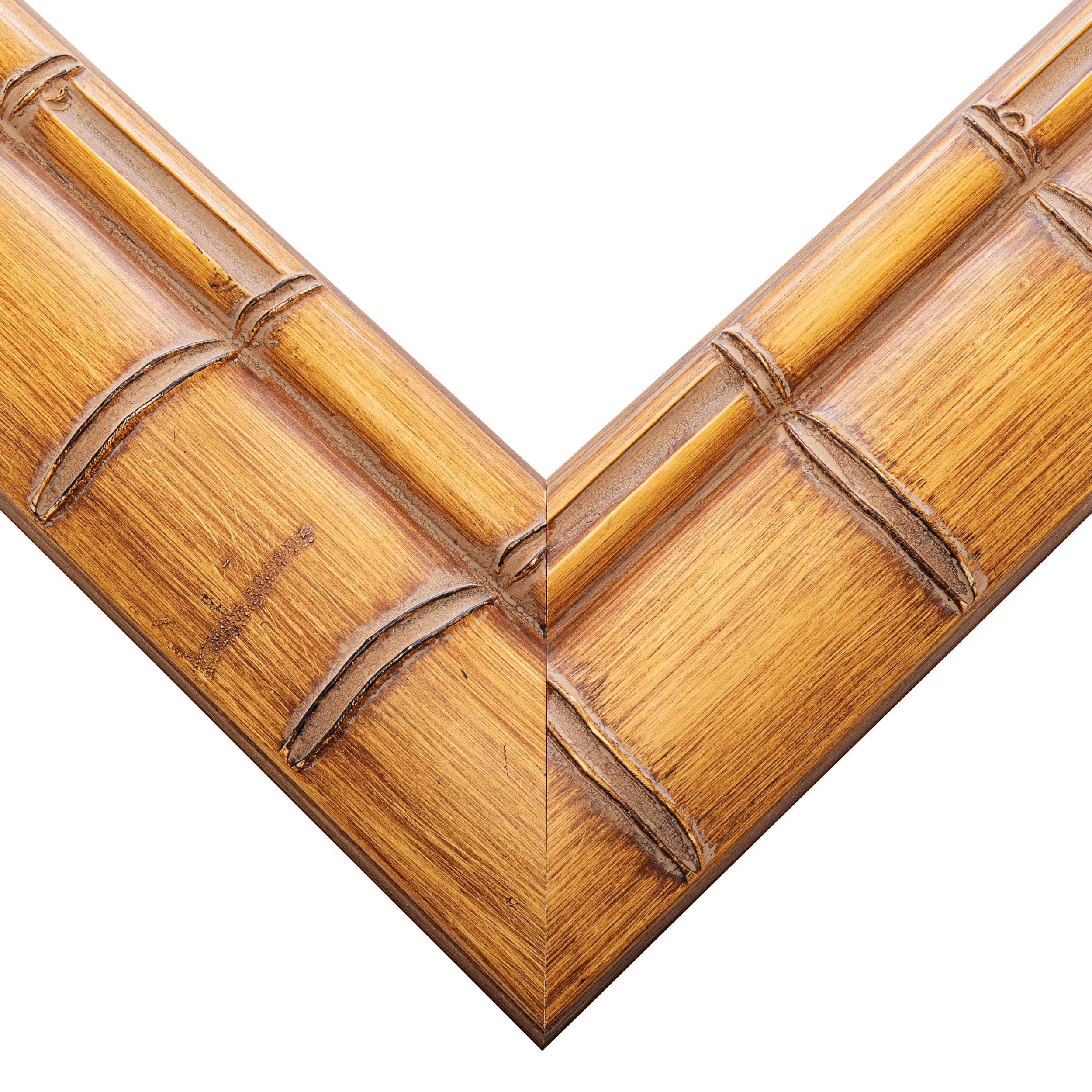 CustomPictureFrames.com 23x23 Frame Bamboo Natural Wood Beige Solid Wood Picture Frame | 3 Inch Moulding Width | Picture Frame Complete with UV Acrylic Plexiglass, Foam Board Backing & Hanging Hardware