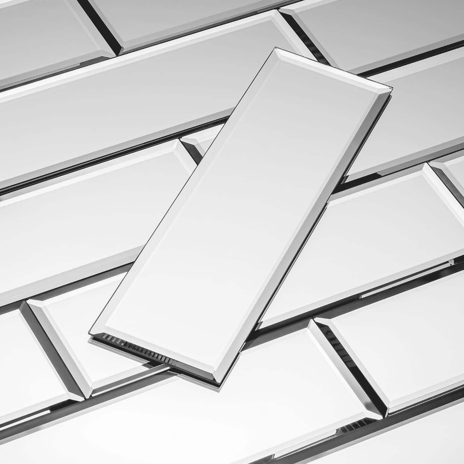 Tilebay 3x10 Mirror Backsplash Tiles Glass Beveled Subway Tiles for Kitchen or Bathroom Wall (55 Pcs, 12 Sq.ft)
