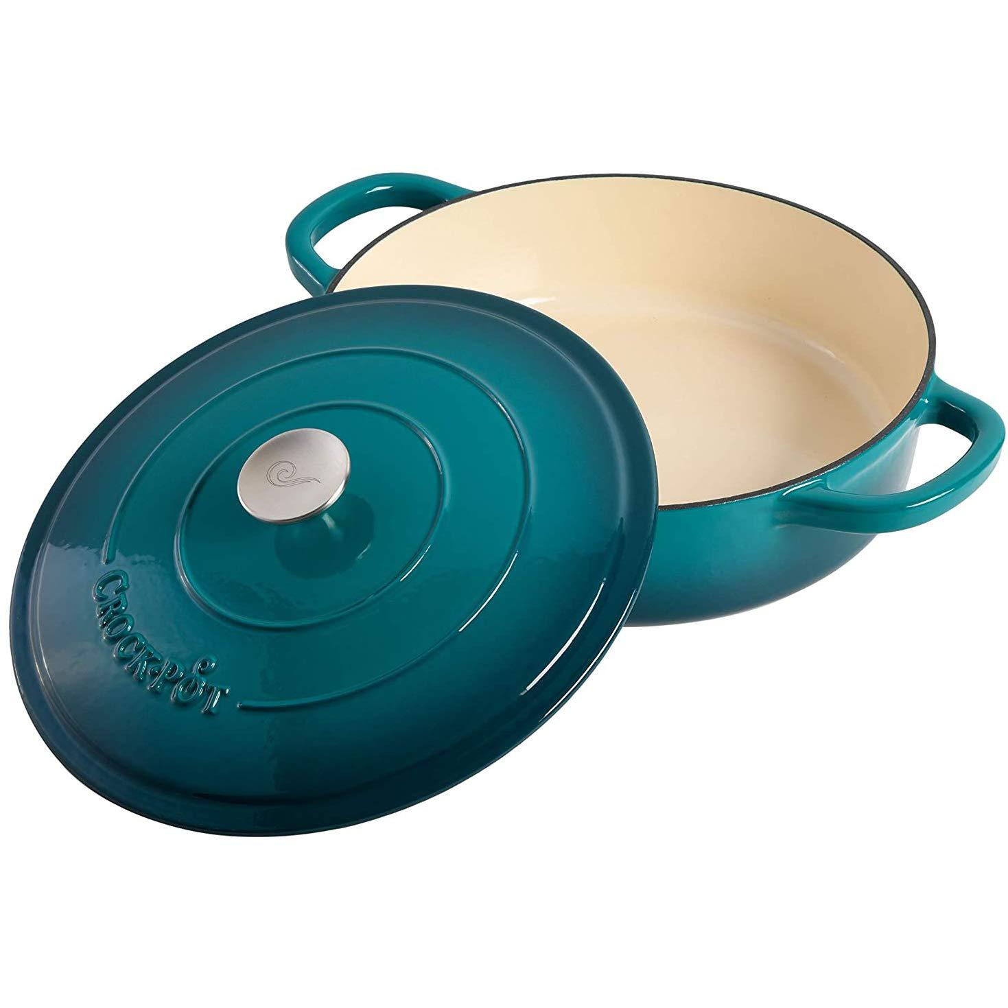 Crock-Pot Crock-Pot Crock Pot Artisan Enameled Cast Iron Braiser W/Lid, 5 Quart, Teal Ombre